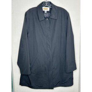 Talbots Coat Womens Large Long Raincoat Trench Jacket Water Resistant Classic